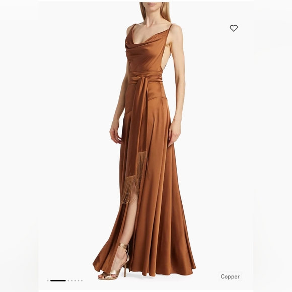 NWT Bronx and Banco Leo Silk-Blend Tie-Waist Maxi Dress - Picture 2 of 9